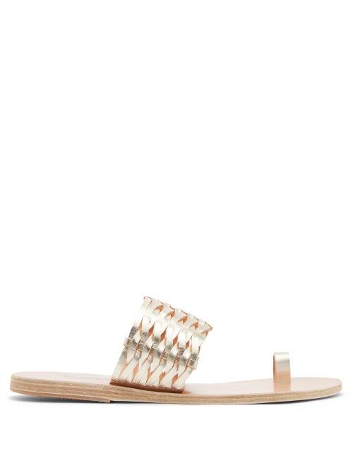 Matchesfashion.com Ancient Greek Sandals - Thalia Toe-loop Woven-leather Sandals - Womens - Gold