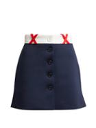 Matchesfashion.com Miu Miu - Jersey Mini Skirt - Womens - Navy Multi