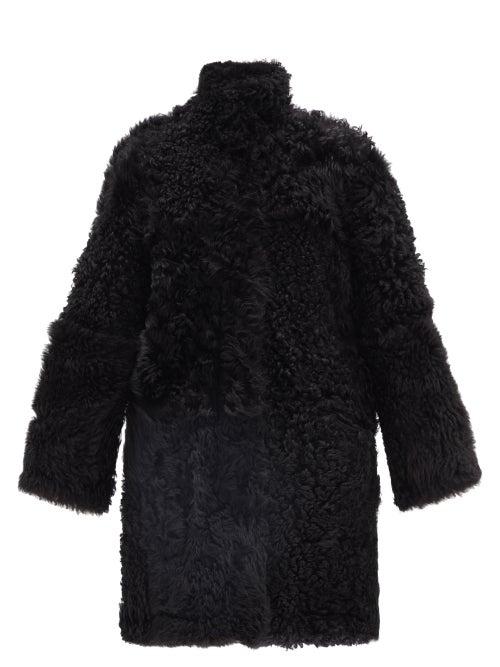 Raey - Stand-collar Curly Shearling Coat - Womens - Black