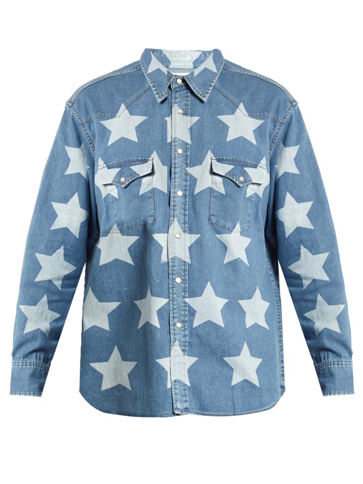 Saint Laurent Star-print Denim Shirt