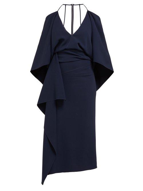Matchesfashion.com Roland Mouret - Vincent Draped Crepe Dress - Womens - Navy