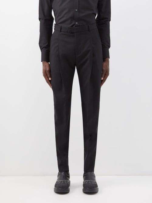Alexander Mcqueen - Pleated Wool-gabardine Suit Trousers - Mens - Black