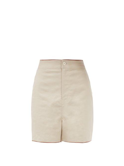 Matchesfashion.com Staud - Joel High-rise Linen-blend Shorts - Womens - Beige