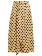 Matchesfashion.com Lisa Marie Fernandez - Polka Dot Print Slubbed Linen Poplin Shirtdress - Womens - Black Print