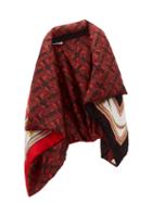 Matchesfashion.com Burberry - Tb Monogram And Archive Print Padded Silk Cape - Womens - Red Multi