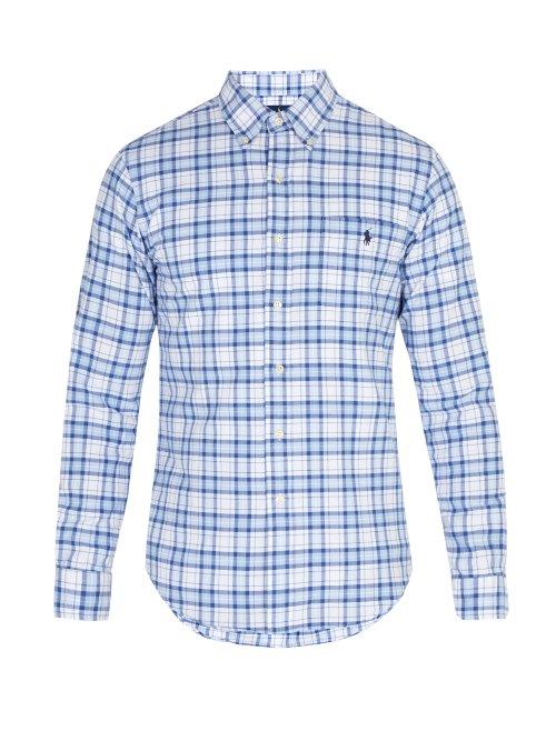 Matchesfashion.com Polo Ralph Lauren - Oxford Checked Cotton Piqu Shirt - Mens - Blue White