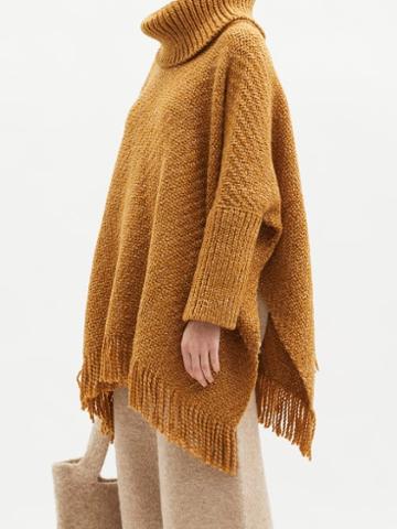 Matchesfashion.com Aessai - Palermo Roll-neck Wool-blend Poncho - Womens - Camel