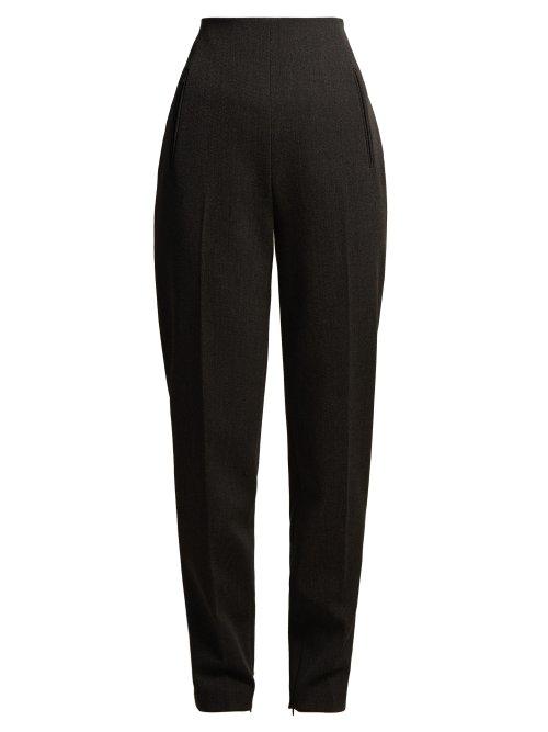 Matchesfashion.com The Row - Cat High Rise Stretch Wool Trousers - Womens - Dark Grey