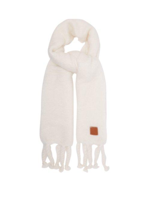 Matchesfashion.com Loewe - Mohair Blend Fringed Scarf - Womens - White