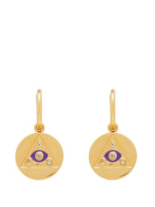 Matchesfashion.com Theodora Warre - Gold Plated And Rainbow Moonstone Drop Earrings - Womens - Gold