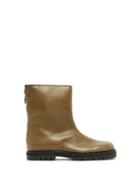 Matchesfashion.com Maison Margiela - Square Toe Leather And Shearling Boots - Womens - Khaki