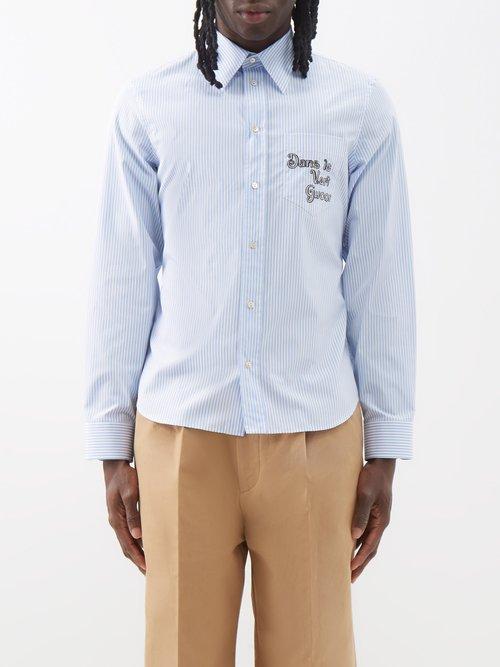 Gucci - Gainsburg Embroidered Cotton Shirt - Mens - Light Blue