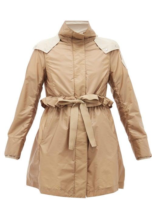 Matchesfashion.com Moncler - Coquille Drawstring Ruffle-trimmed Parka - Womens - Camel