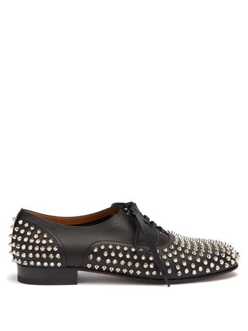 Matchesfashion.com Christian Louboutin - Freddy Spike Embellished Leather Oxford Shoes - Mens - Black