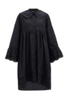 Matchesfashion.com Simone Rocha - Floral-embroidered Cotton-poplin Shirt Dress - Womens - Black