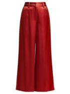 Matchesfashion.com Peter Pilotto - High Rise Satin Culotte Trousers - Womens - Red