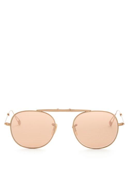 Matchesfashion.com Garrett Leight - Van Buren 49 Foldable Aviator Sunglasses - Womens - Rose Gold