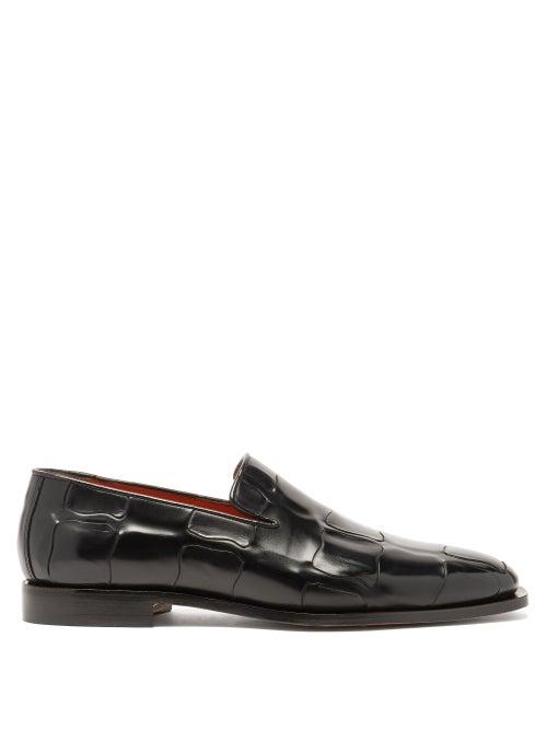 Matchesfashion.com Santoni - Woven-effect Leather Loafers - Mens - Black