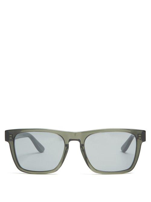 Matchesfashion.com Saint Laurent - Rectangle Frame Acetate Sunglasses - Mens - Green