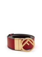 Matchesfashion.com Fendi - Logo Embellished Leather Belt - Womens - Red