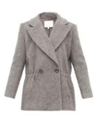 Matchesfashion.com Tibi - Double Breasted Brushed Wool Blend Jacket - Womens - Grey