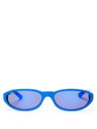 Matchesfashion.com Balenciaga - Mirrored Oval Frame Acetate Sunglasses - Womens - Blue