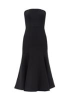 Matchesfashion.com Valentino - Strapless Fluted-hem Wool-blend Midi Dress - Womens - Black