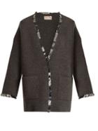 Matchesfashion.com Christopher Kane - Sequin Embellished V Neck Wool Blend Knit Cardigan - Womens - Grey