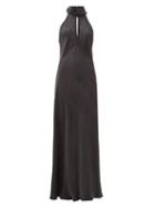 Matchesfashion.com Worme - The High Neck Silk Maxi Dress - Womens - Black