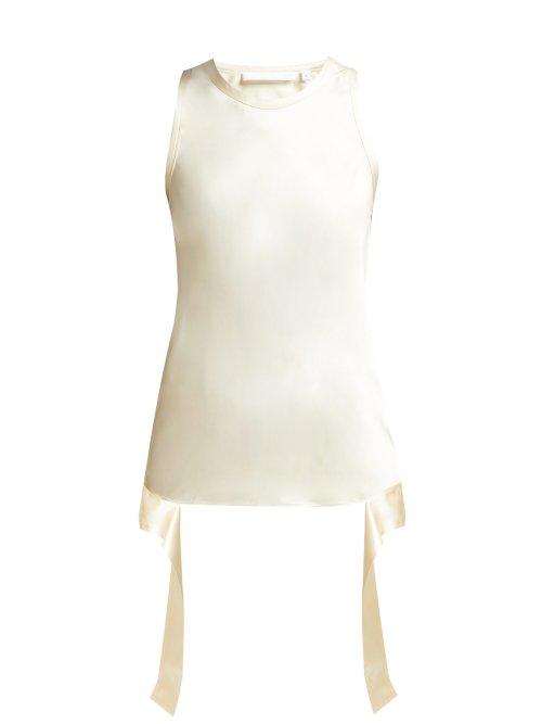 Matchesfashion.com Helmut Lang - Asymmetric Hem Sleeveless Satin Top - Womens - Beige