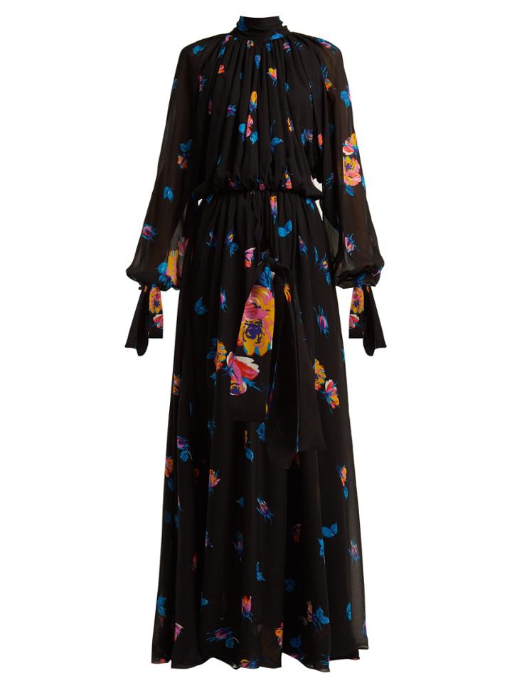 Msgm Floral-print Chiffon Maxi Dress