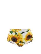 Matchesfashion.com Dolce & Gabbana - High Rise Sunflower Print Bikini Briefs - Womens - Yellow Print