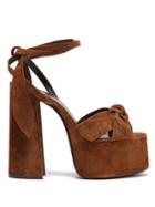 Matchesfashion.com Saint Laurent - Paige Platform Suede Sandals - Womens - Tan