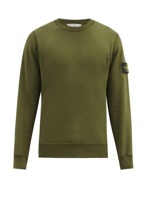 Mens Rtw Stone Island - Logo-patch Cotton-jersey Sweatshirt - Mens - Green