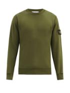 Mens Rtw Stone Island - Logo-patch Cotton-jersey Sweatshirt - Mens - Green