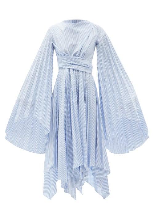 A.w.a.k.e. Mode - Asymmetric Pleated Crepe Dress - Womens - Blue