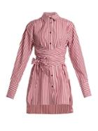Matchesfashion.com Khaite - Bianca Striped Tie Waist Cotton Shirt - Womens - Red Stripe