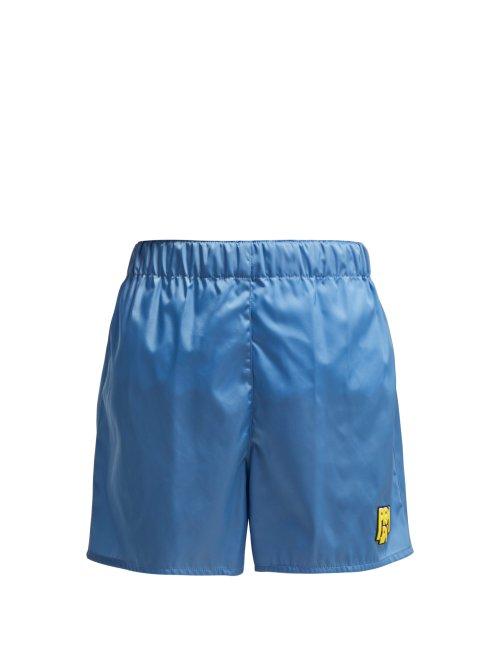 Matchesfashion.com Prada - Logo Patch Nylon Shorts - Womens - Light Blue