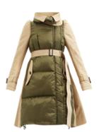 Sacai - Padded Cotton-blend Gabardine Trench Coat - Womens - Beige