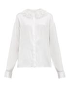 Matchesfashion.com Cheval Pampa - Pico Lace Collar Silk Blend Satin Blouse - Womens - White