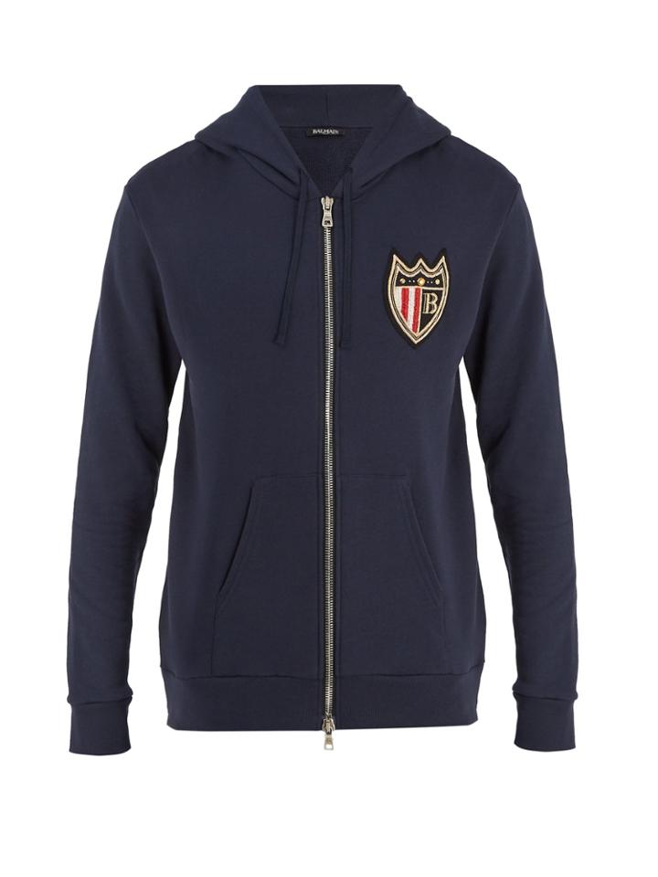 Balmain Crest-embroidered Hooded Jacket