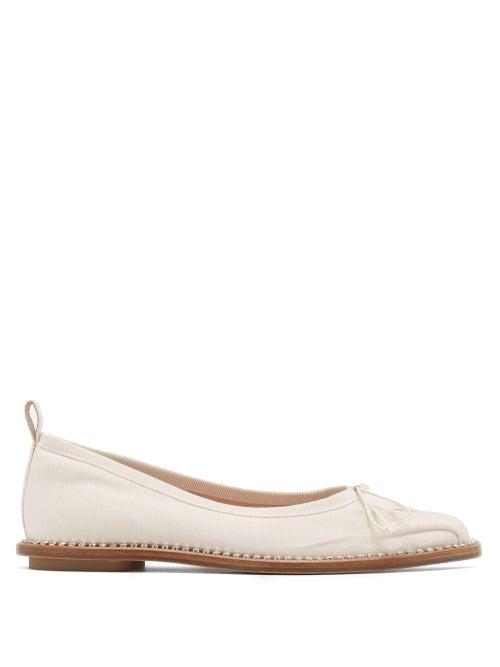 Matchesfashion.com Simone Rocha - Crystal-embellished Canvas Ballerina Flats - Womens - Cream