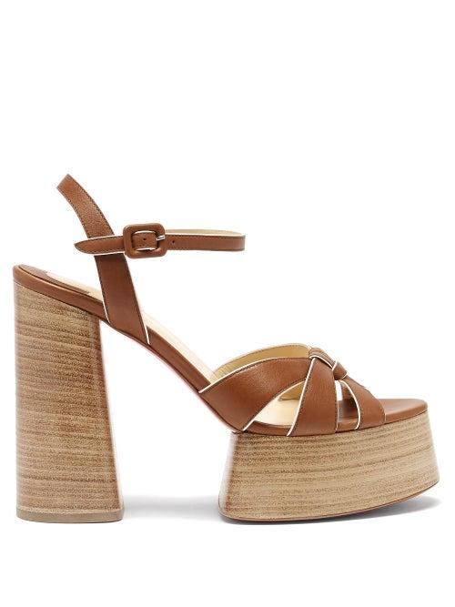 Matchesfashion.com Christian Louboutin - Foolanjalili 130 Leather Platform Sandals - Womens - Tan