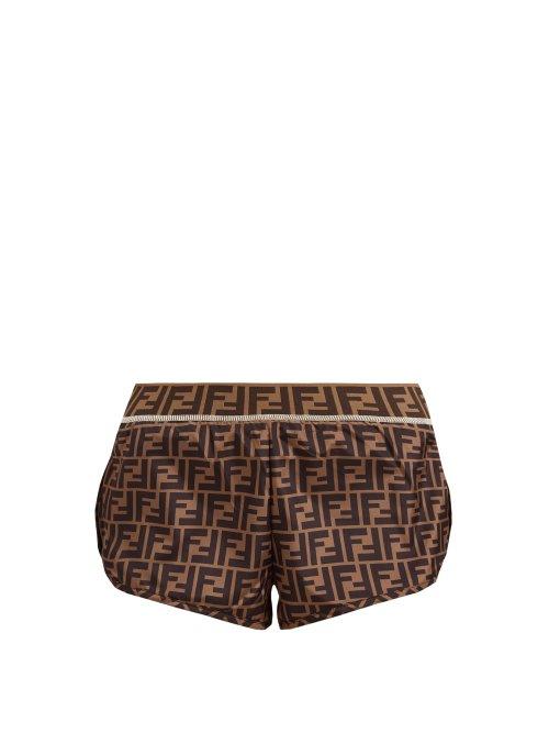 Matchesfashion.com Fendi - Ff Logo Print Performance Shorts - Womens - Black Multi