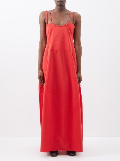 Lee Mathews - Peony Silk-blend Maxi Dress - Womens - Ruby