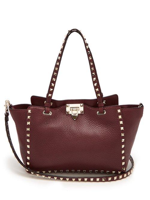 Matchesfashion.com Valentino - Rockstud Small Leather Tote - Womens - Burgundy