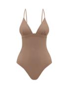 Matchesfashion.com Casa Raki - Maggie V-neck Swimsuit - Womens - Beige