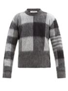 Matchesfashion.com Thom Browne - Four-bar Check-jacquard Mohair-blend Sweater - Mens - Grey