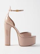Valentino Garavani - Tan-go 155 Patent-leather Platform Sandals - Womens - Nude