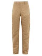 Matchesfashion.com Burberry - Topstitched Cotton Chino Trousers - Mens - Camel